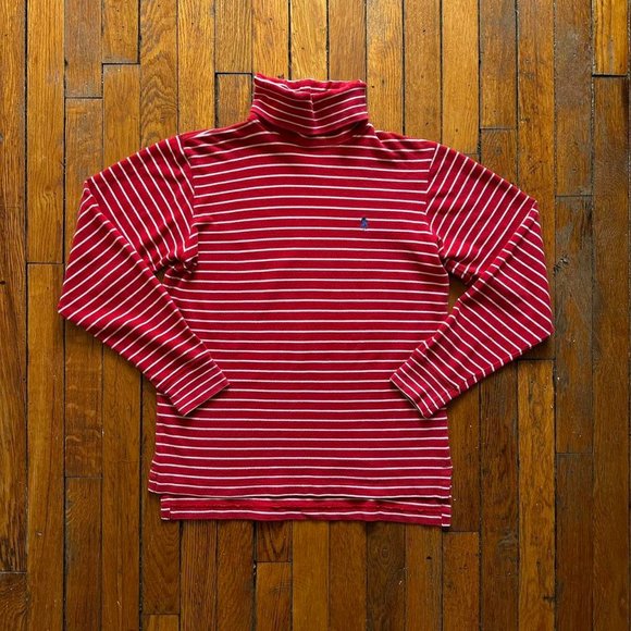 Polo Ralph Lauren Sweaters - Vintage 80s Polo by Ralph Lauren Women's Red White Striped Turtle Neck Sweater‎